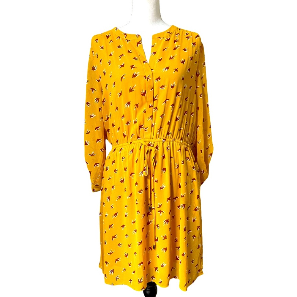 Yellow lightweight summer dress bird bird swallow